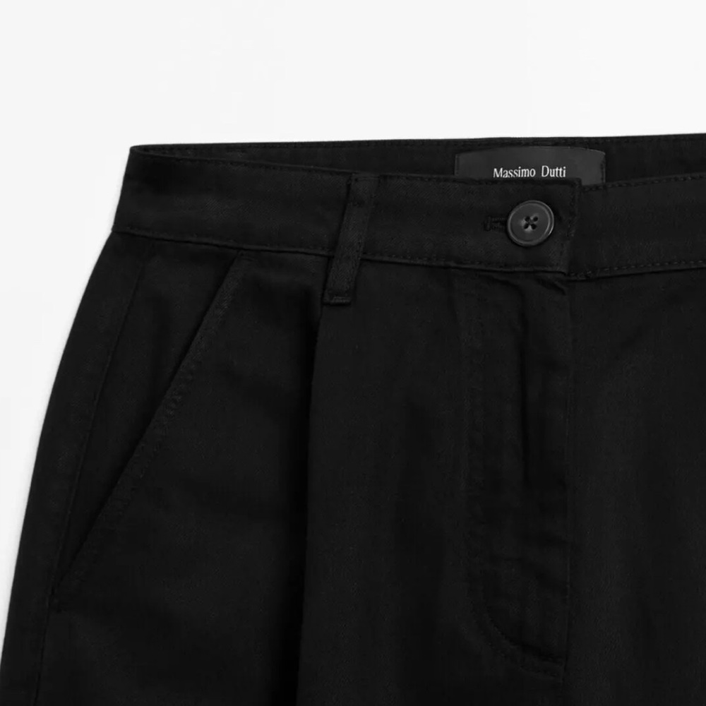 Massimo Dutti Women’s 4 Flowy Cotton Blend Black Trousers, Wide Leg. NWT - Picture 7 of 11
